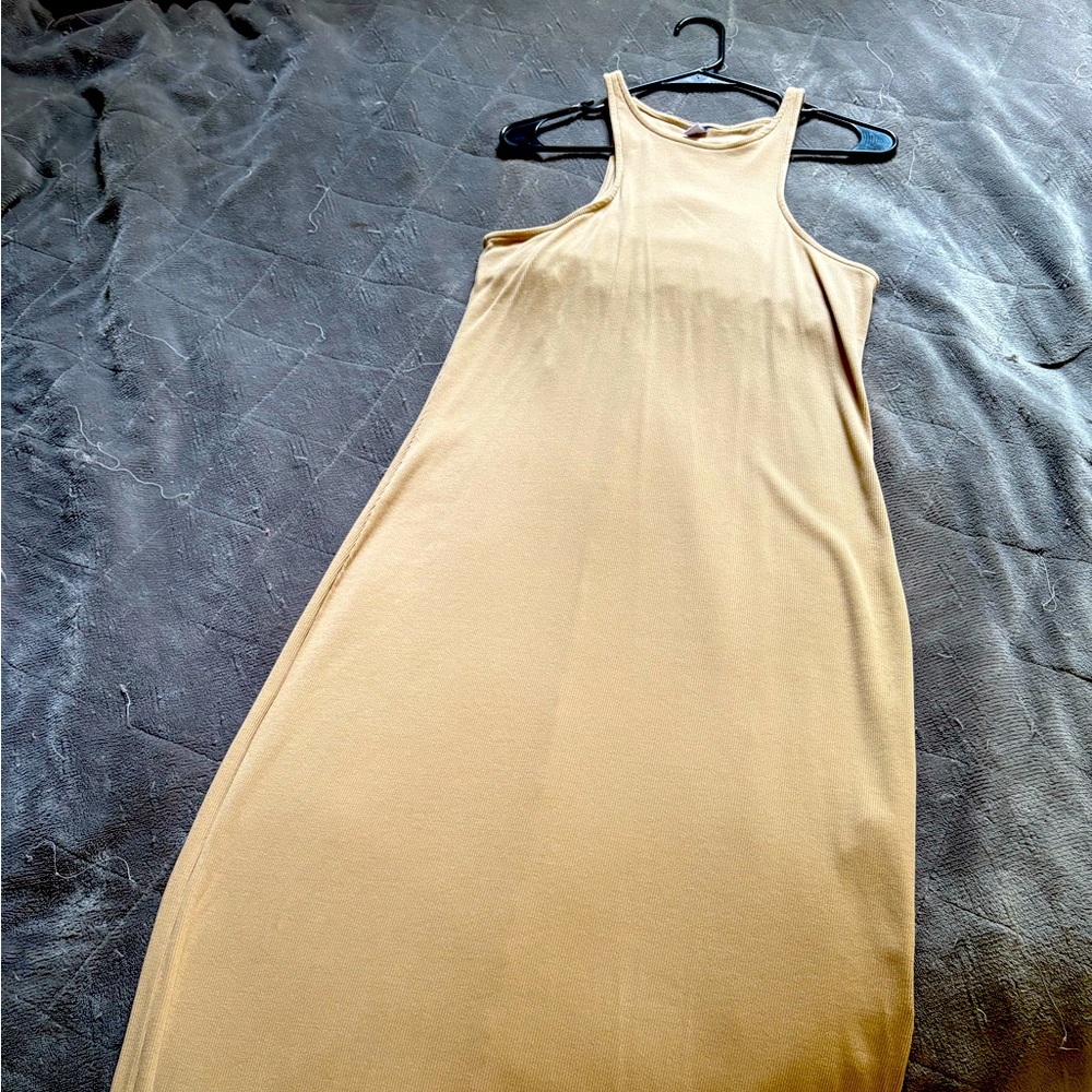 Old Navy Cream Ruched Halter Sheath Dress